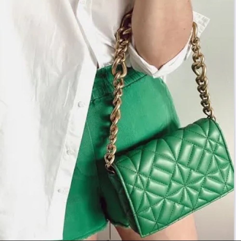 Zara green quilted bag